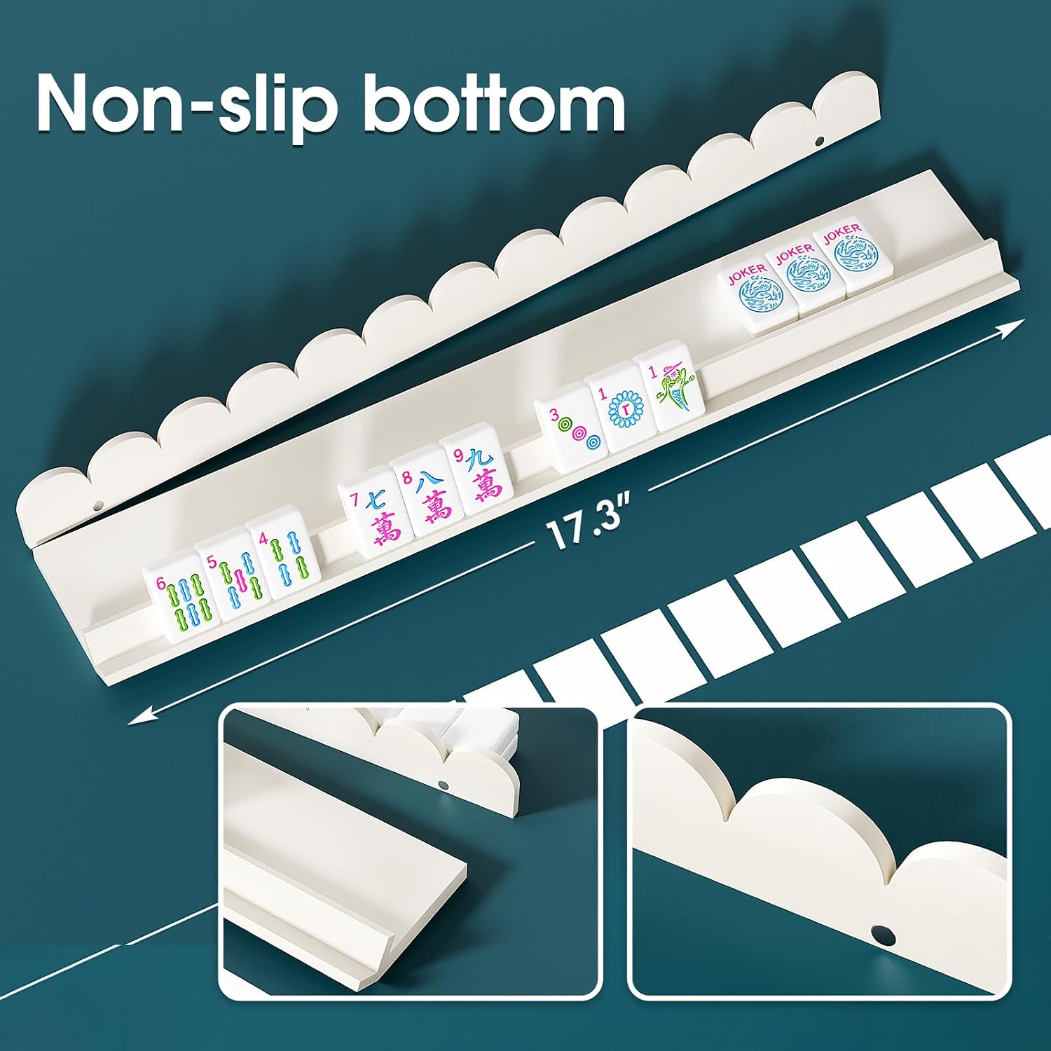 Mahjong Racks with Pushers, Set of 4 Acrylic Mahjong Racks with Magnetically Attached Mahjong Pushers, Easy to Use for Home Game Nights (Porcelain White)