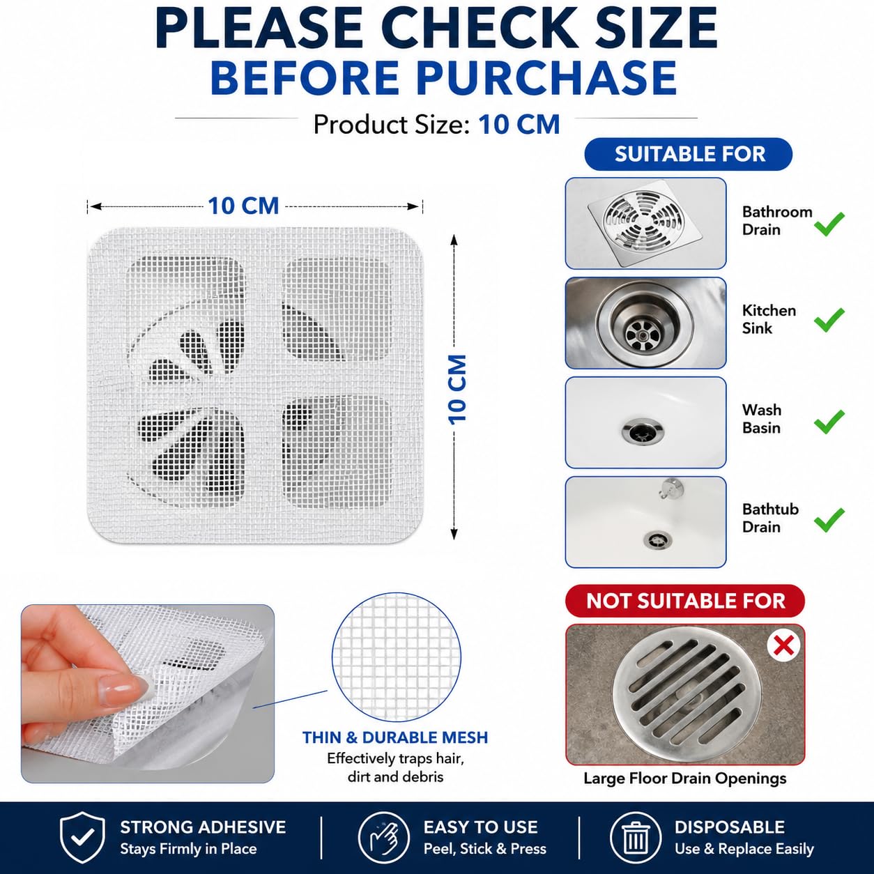 Drain Hair Catcher Stickers - Prevent Clogs! -9