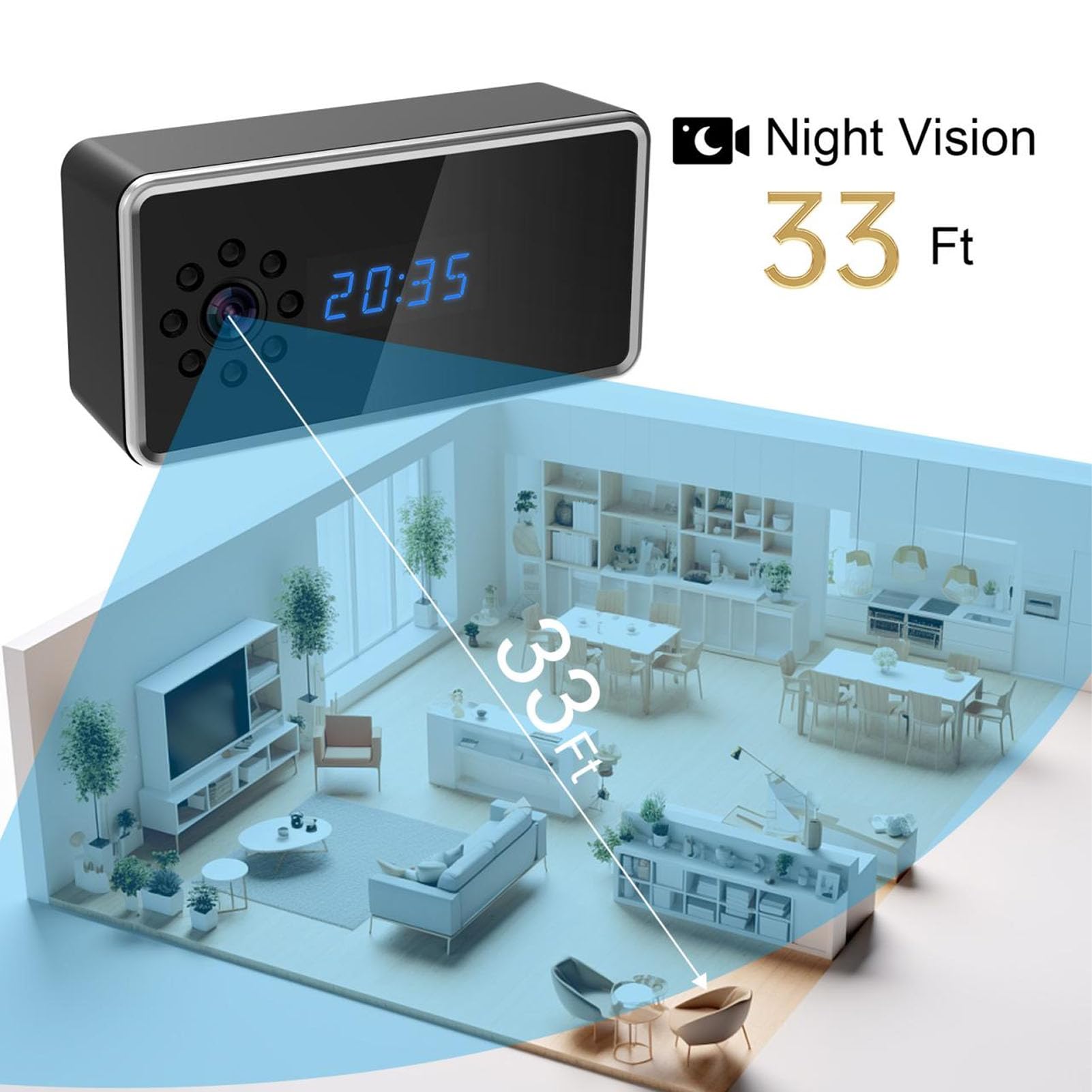 Jectse Caméra de sécurité Intérieure, Caméras de Nounou D'interphone Vocal Bidirectionnel, Caméras WiFi pour Animaux de Compagnie à Vision Nocturne 1080P avec Détection de Mouvement,
