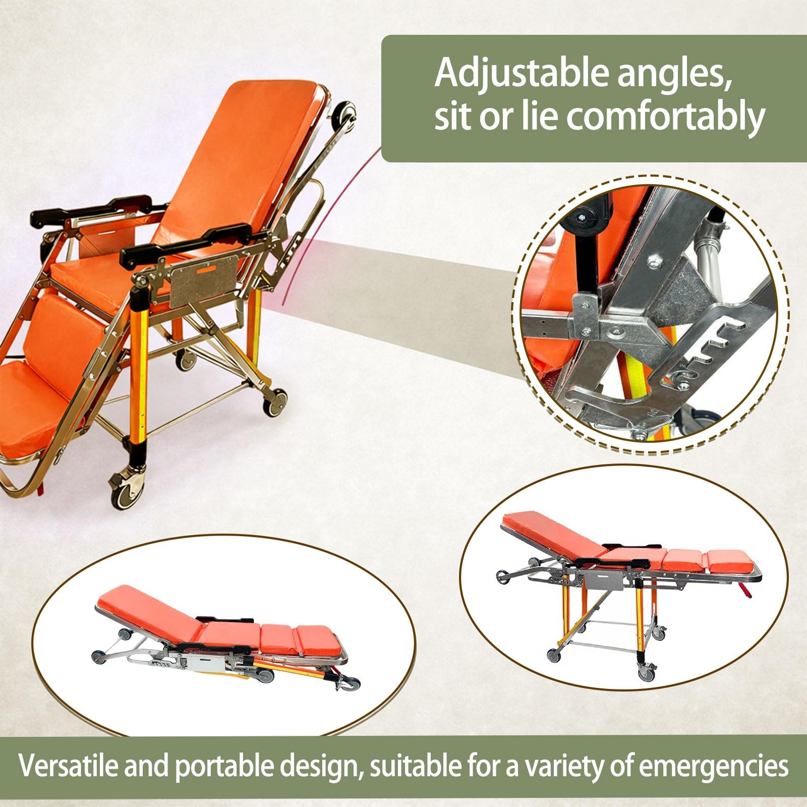 Camilla Plegable Para Ambulancia Camillas De Rescate Con Ruedas Camilla De Primeros Auxilios Emergencia Con Correas Aluminio Resistente Portátil Para Evacuaciones Emergencia