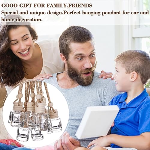 Miniatura 5 de Difusor colgante de ambientador de coche con tapas de madera, 0.3 fl oz (0.3 fl oz), botellas de difusor de vidrio transparente vacías para colgar,