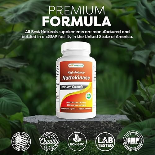 Miniatura 5 de Best Naturals Nattoquinasa de alta potencia 4000 FU por porción200 mg por porción, 240 cápsulas de vegetarianos. Sin OMG, sin gluten.