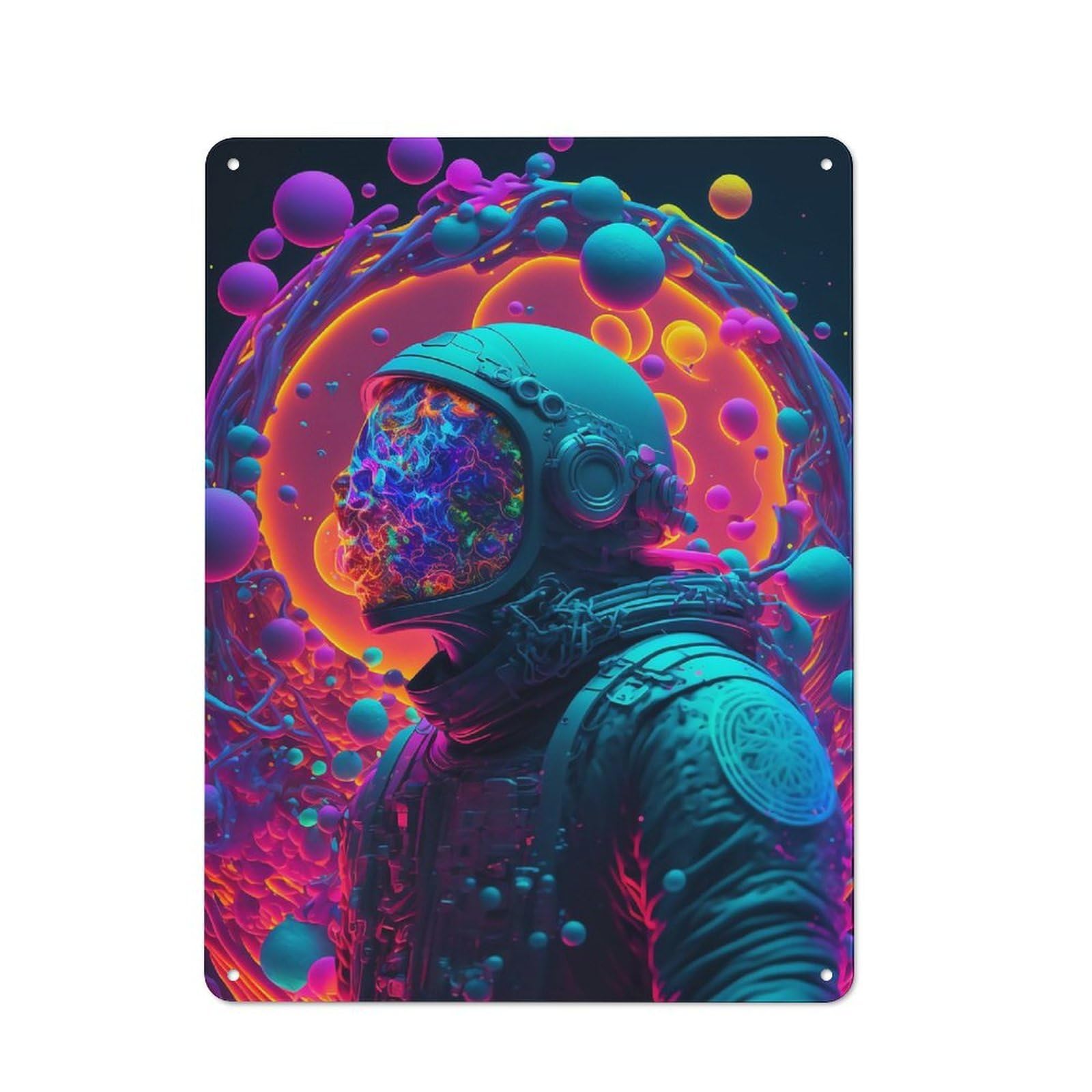 Junmoney Style-7 Astronaut Creation Rustic Metal Wall Sign 40X30cm For Workshop Wall, Suited To Makers And Diy Enthusiasts