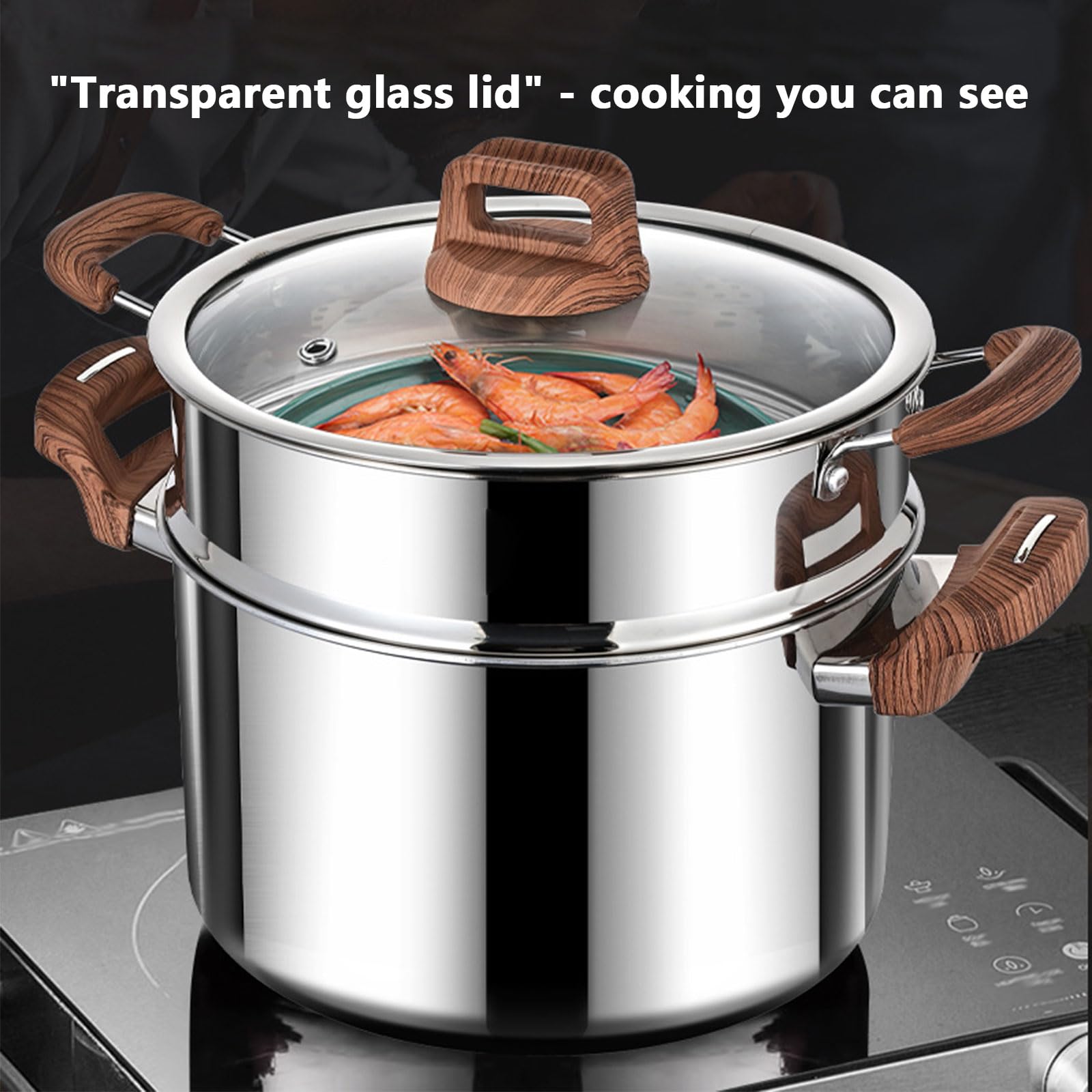 Suppentopf aus Edelstahl mit Deckel und Dampfeinsatz, 22 cm Suppentopf für Fisch, Knödel und Saucen, langlebige Kochlösung für Hobbyköche