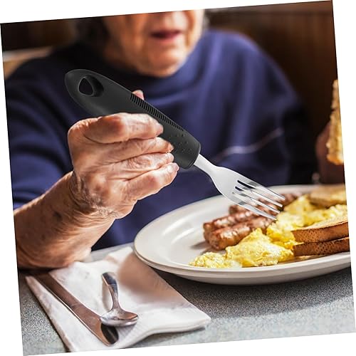 Miniatura 7 de Abaodam 9 piezas de vajilla para ancianos discapacitados, utensilios construidos flexibles, utensilios para temblores de mano, utensilios pesados,