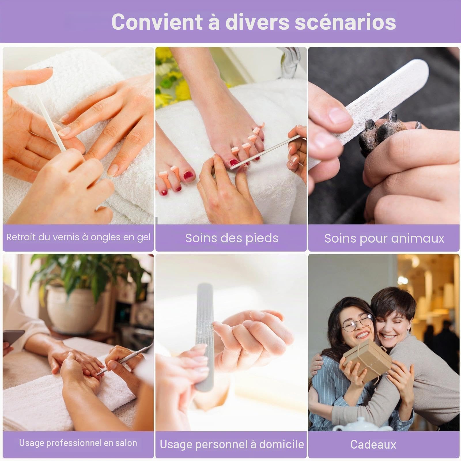 APOMOONS Lot de 50 limes à ongles 100/180 limes à ongles professionnelles pour ongles en gel, limes à ongles double face, jetables, pour manucure et art des ongles, forme droite, pour studio de
