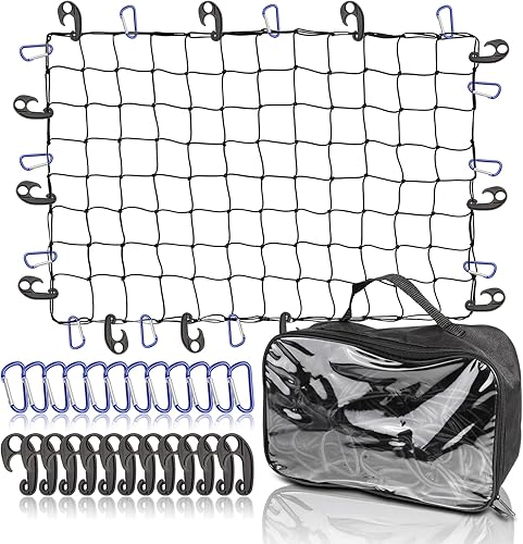 Miniatura 1 de Vedozo Red de carga para caja de camión, 3 x 4 pies que se estira a 8 x 10 pies, red para cama de camioneta, malla elástica de 4 x 4 pulgadas con 24