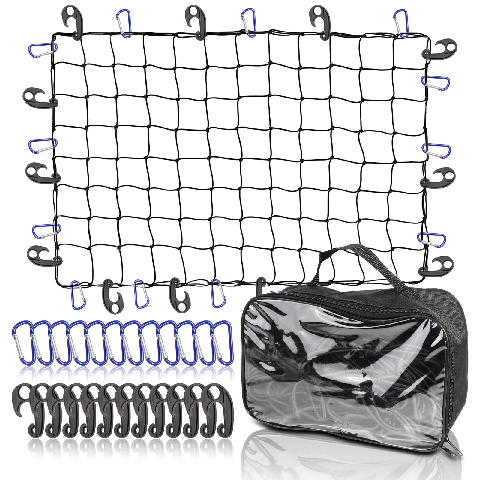 Cargo Net Stretchable, Designbox Truck Bed Adjustable Elastic Storage Net with Hook for Cars and Trucks