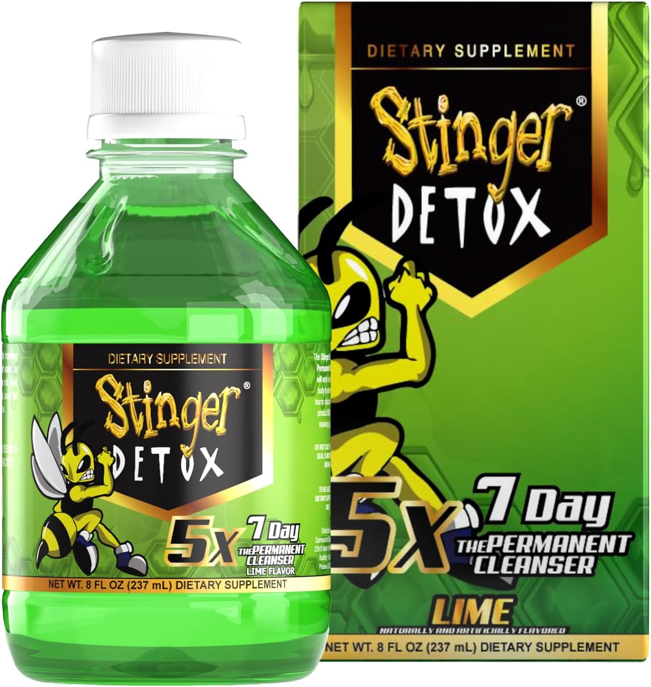 Stinger Detox 5X 7-Day Extra Strength Permanent Drink – Lime Flavor – 8 FL OZ