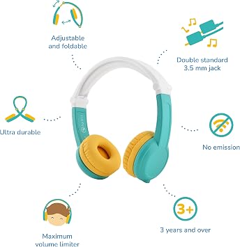 Lunii - Octave Headphones - For Kids From 3 To 8 - Foldable, Customizable, Limited Stereo Volume - Compatible With My Fabulous Storyteller