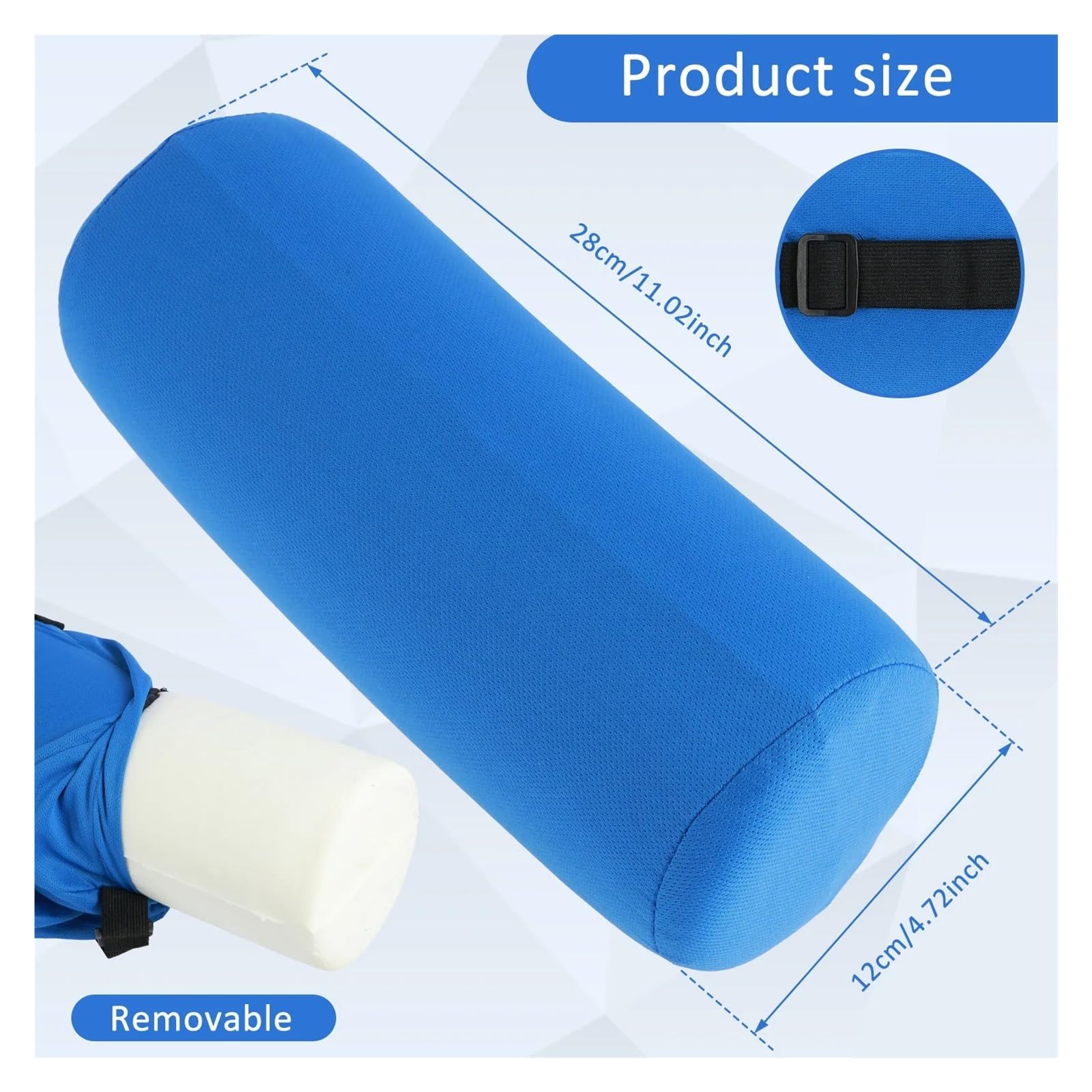 Lendenrollen Kissen 1/2 Stück Lordosenstütze Rolle Memory Foam Zylinder Bolster Kissen mit Gummiband Ergonomisches tragbares Reisekissen for den unteren Rücken(Black,2PCS)