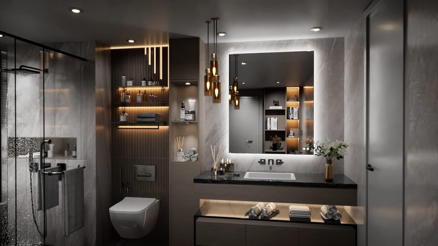 tetote 30x36 inch led backlit bathroom mirror with lights,anti-fog,dimmable lighted mirror(horizontal/vertical) wall mounted vanity mordern mirror 36"l x 30"w backlit