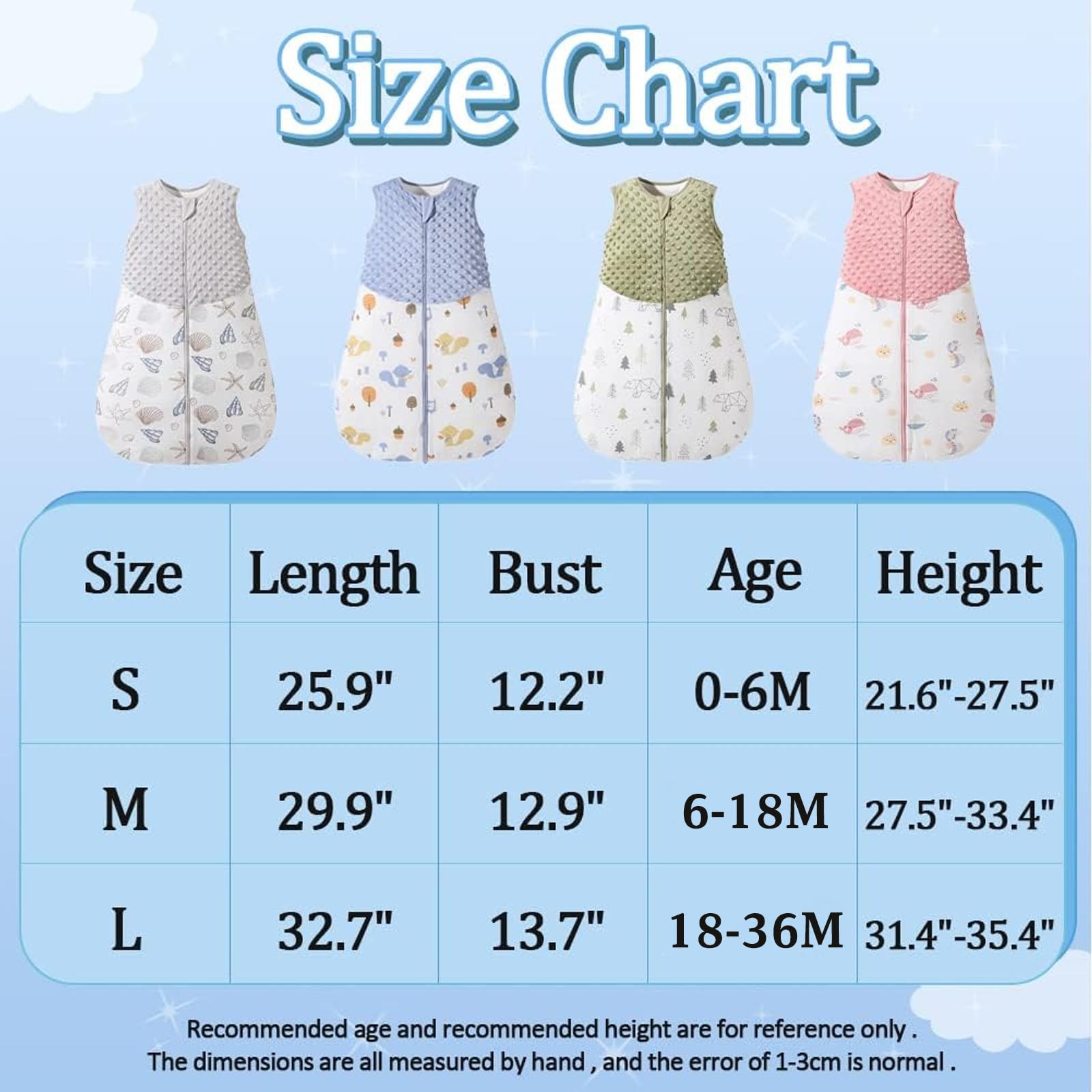 Fairy Baby Sacco Nanna per Neonati 1,5 Tog Sacco a Pelo Invernale per Neonato Coperta Indossabile in Cotone Morbido Swaddle
