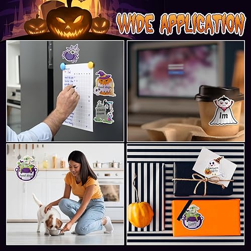 Miniatura 2 de 8 notas adhesivas de Halloween, autoadhesivas, divertidas, con diseño de gato y calabaza, bonitos blocs de notas esenciales para regalos de fiesta,