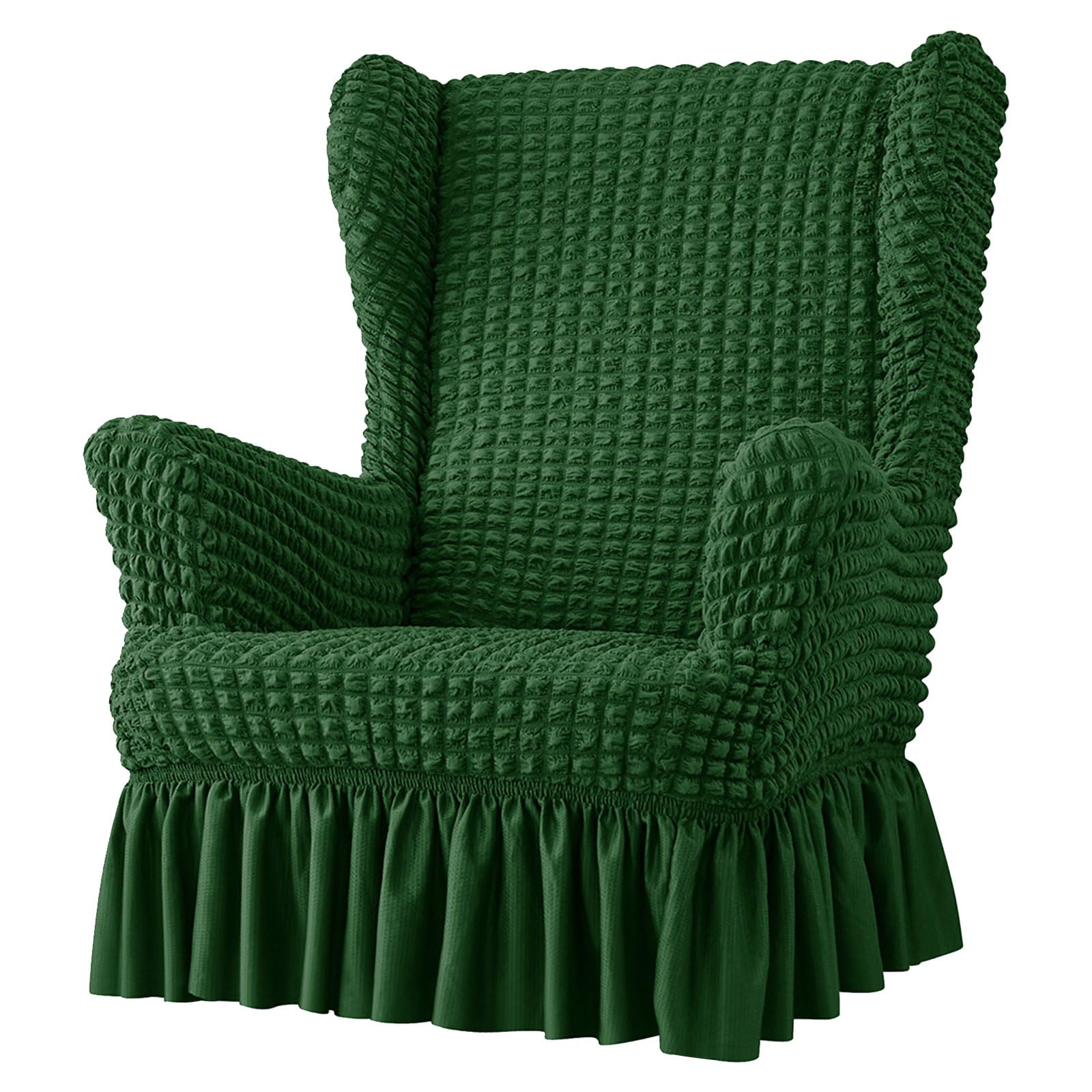 CRFFZ Stretches Wingbacks Chair Slipcover, Wing Chair Covers with Skirt Soft Wing Back Covers with Arm with Elastic Bottom Removable Slipcover