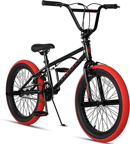 Miniatura 15 de Freestyle BMX Bike, 18 20 Inch Kids Bicycle for 5-13 Years Old Kids and Beginner Level Rider, Multiple Colors Blanco,Negro -,Negro con neumáticos