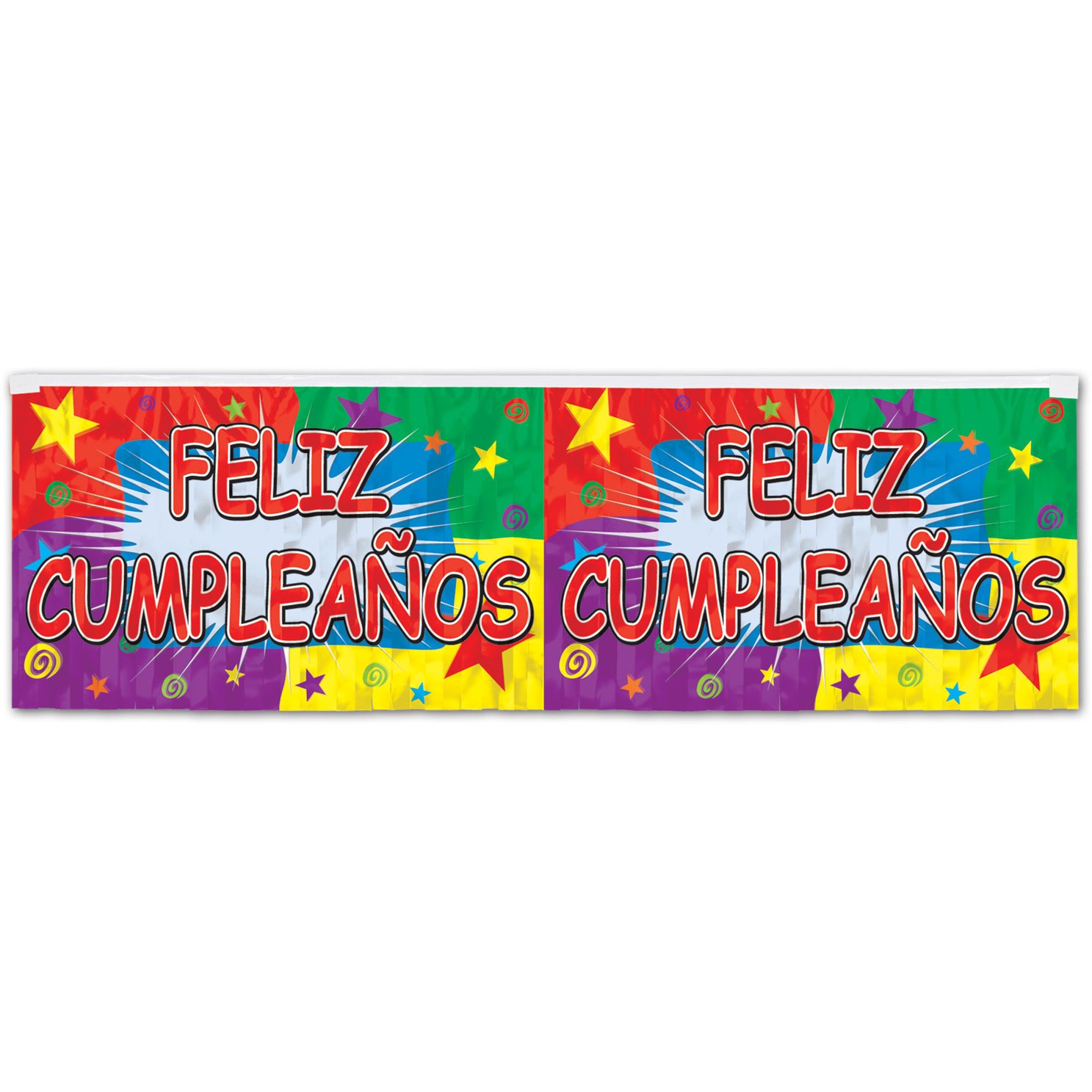 Beistle 55508 Feliz Cumpleanos Banner – Metallisch, Feuerbeständig, Fransen, 35,6 Cm X 1,22 M (4 Fuß)