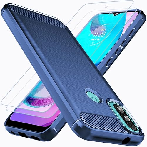 Osophter Funda para Moto E20 con 2 protectores de pantalla para Motorola Moto E20 (azul marino)
