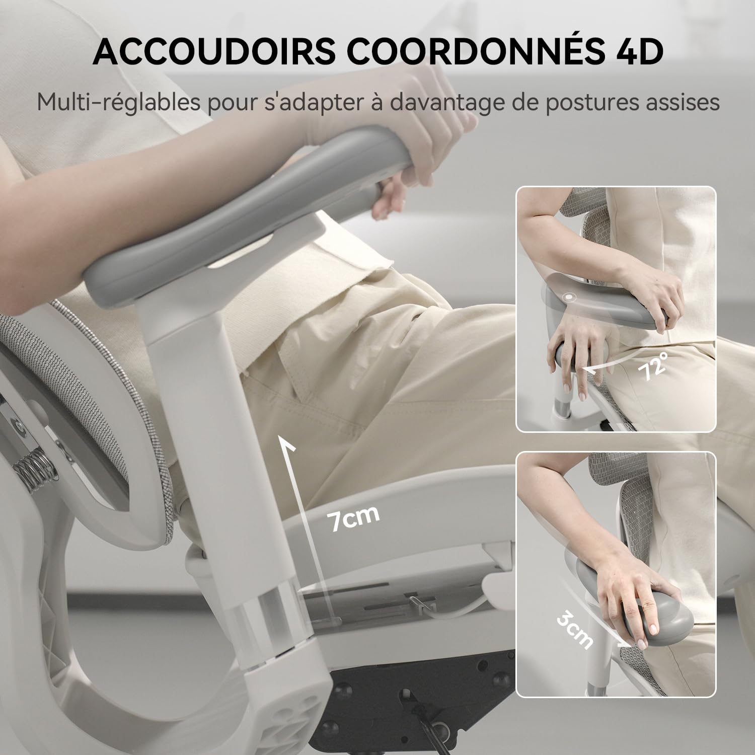 SIHOO Doro S100 Chaise de Bureau Ergonomique - avec Un Soutien Lombaire Dynamique Double, Dossier réglable sur 5 Niveaux, accoudoirs coordonnés en 4D, Angle d'inclinaison Maximal de 135 degrés, Blanc