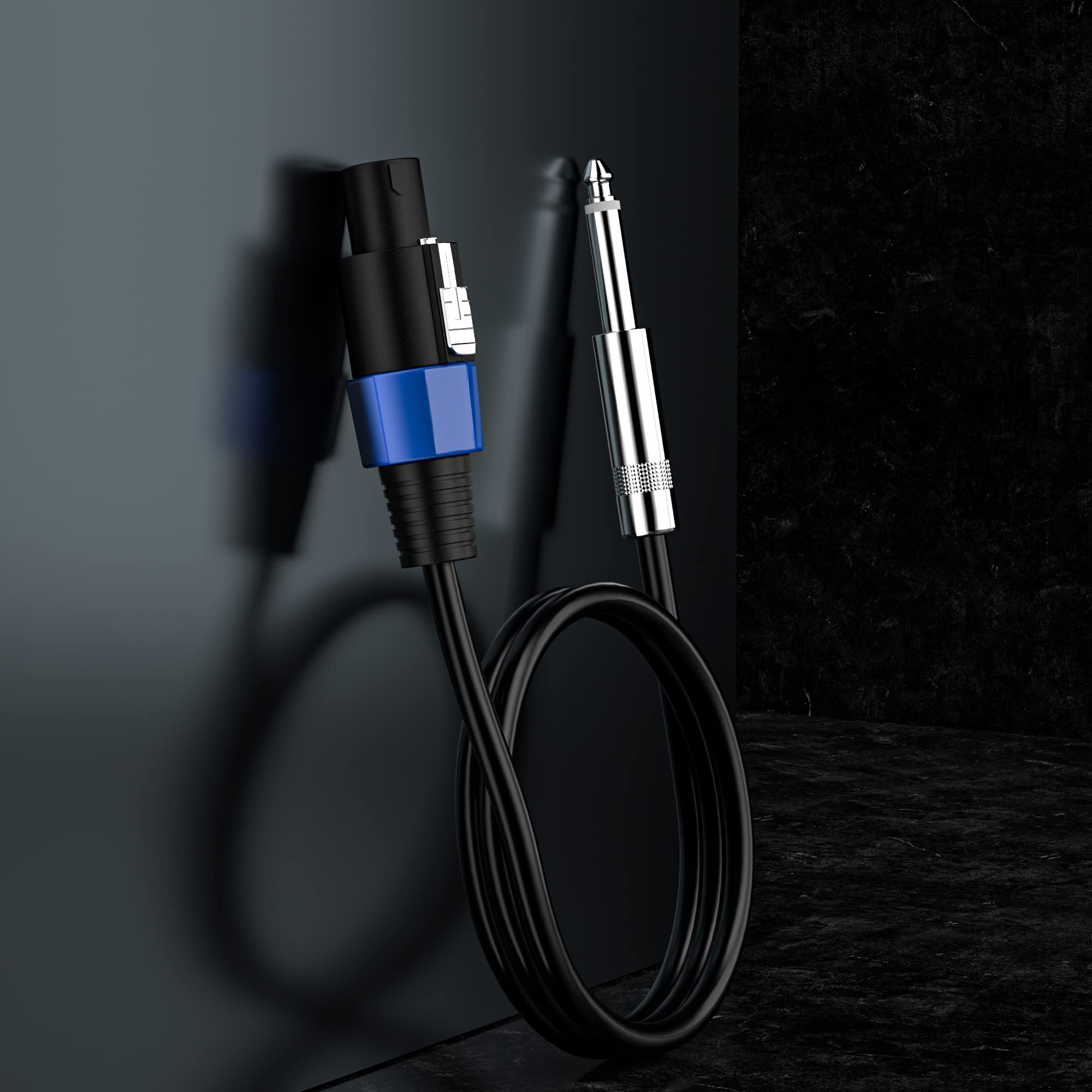 Confezione da 2 cavi audio Speakon da 6,35 mm a TS da 6,35 cm, cavo professionale per altoparlanti audio con calibro 12 AWG con Twist Lock