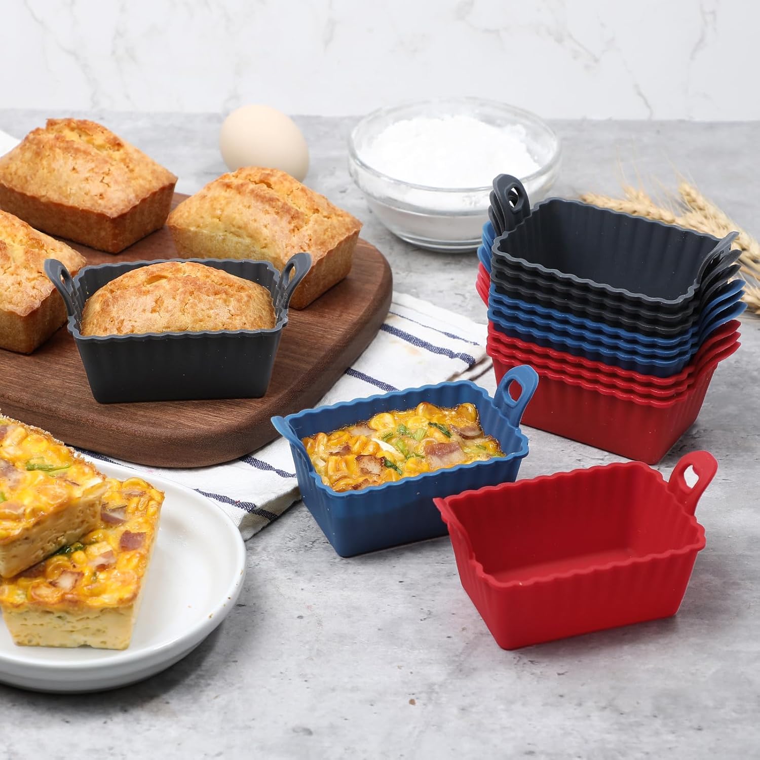 Webake Air Fryer Mini Bread Loaf Pan with Handle, LFGB Platinum Silicone Mini Loaf Mold for Baking, Banana Bread, Cake, Meatloaf, Pack of 12 - Image 2