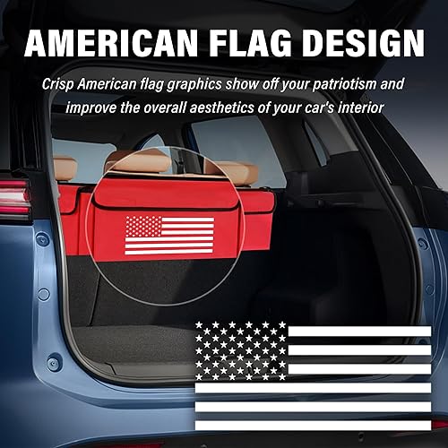 Miniatura 5 de Turcee Organizador de maletero de automóvil, organizador de almacenamiento de automóvil de gran capacidad con diseño de bandera de EE. UU.,