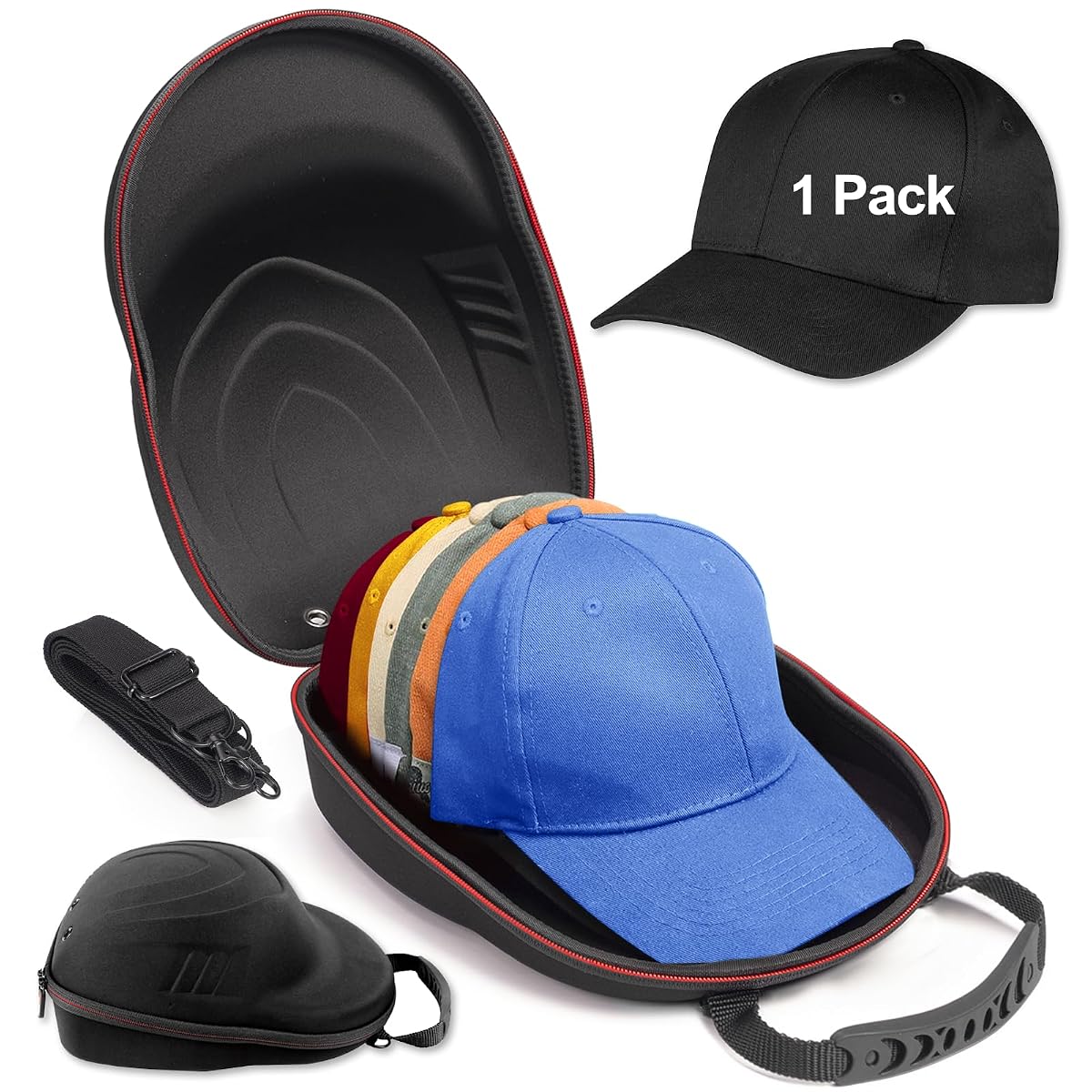 Hard Hat Case for Baseball Caps,Hat Carrier Travel Case with One Black Baseball