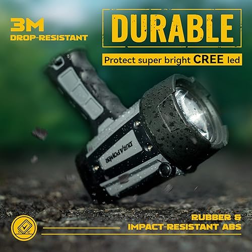 Miniatura 5 de Durapower Foco recargable, IP68 impermeable súper brillante proyector de mano, linterna de punto portátil LED de alto lumen para barco marino caza
