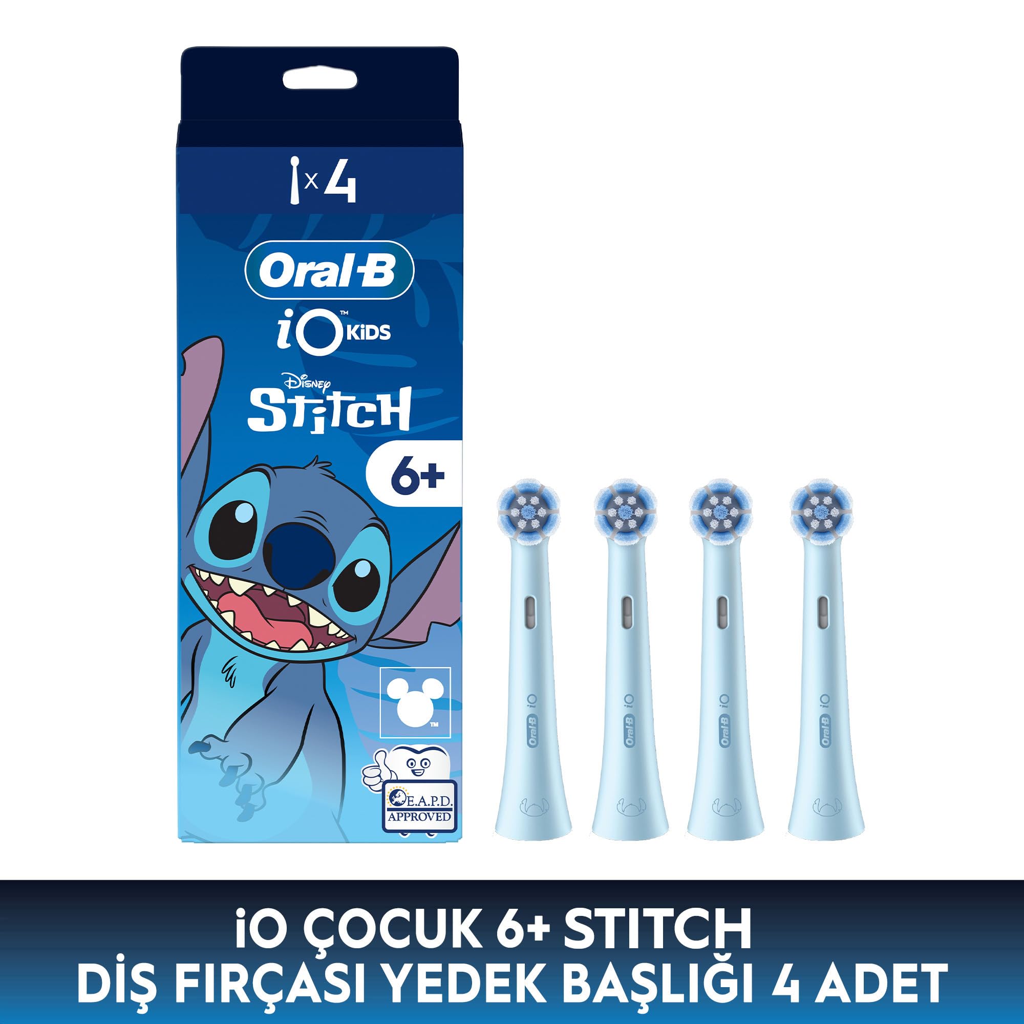 Oral-B iO Kids 6+ Stitch - Spazzolino da denti di ricambio, 4 pezzi