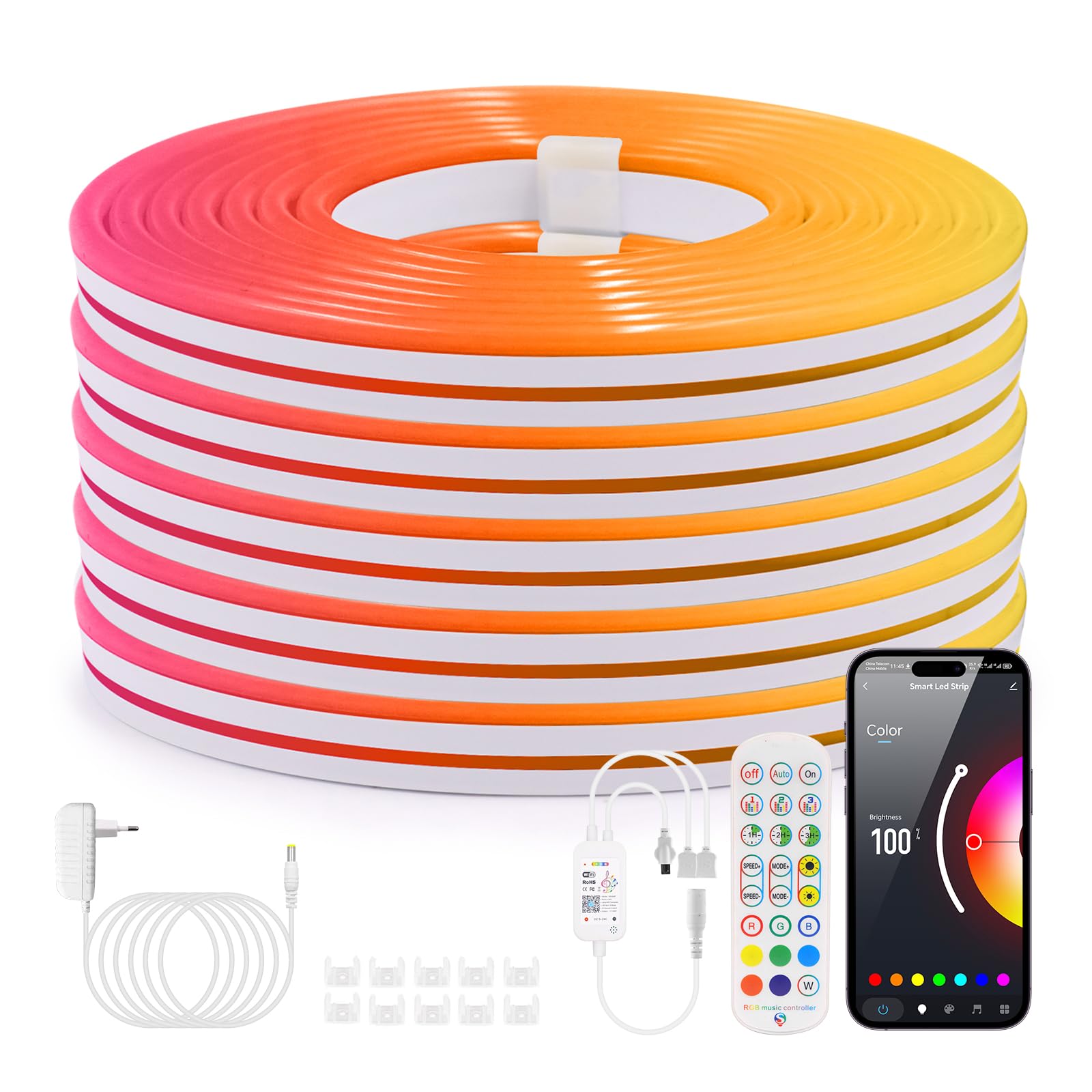 Bandes lumineuses LED intelligentes avec Alexa et Google Assistant RVB à changement de couleur et synchronisation de la musique pour la décoration de fête de la chambre (10M)