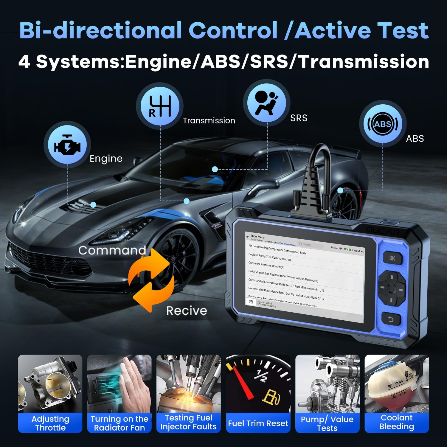 OBD2 Scanner, MUCAR 632 Elite AI-Assisted Bidirectional Scan Tool, 15 Reset Services Oil/TPMS/EPB/BMS/SAS/Brake/Throttle Car Scanner Diagnostic Tool, AutoAuth FCA, CANFD, AutoVIN, Lifetime Free Update