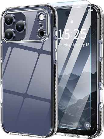 MILPROX for iPhone 17 Pro Max Clear Case 6.9 inch - Transparent Crystal Thin Slim Simple Design for Women Men Girls, Anti-Yellowing Anti-Slip Protective Shockproof Bumper Girly Phone Cover - Black
