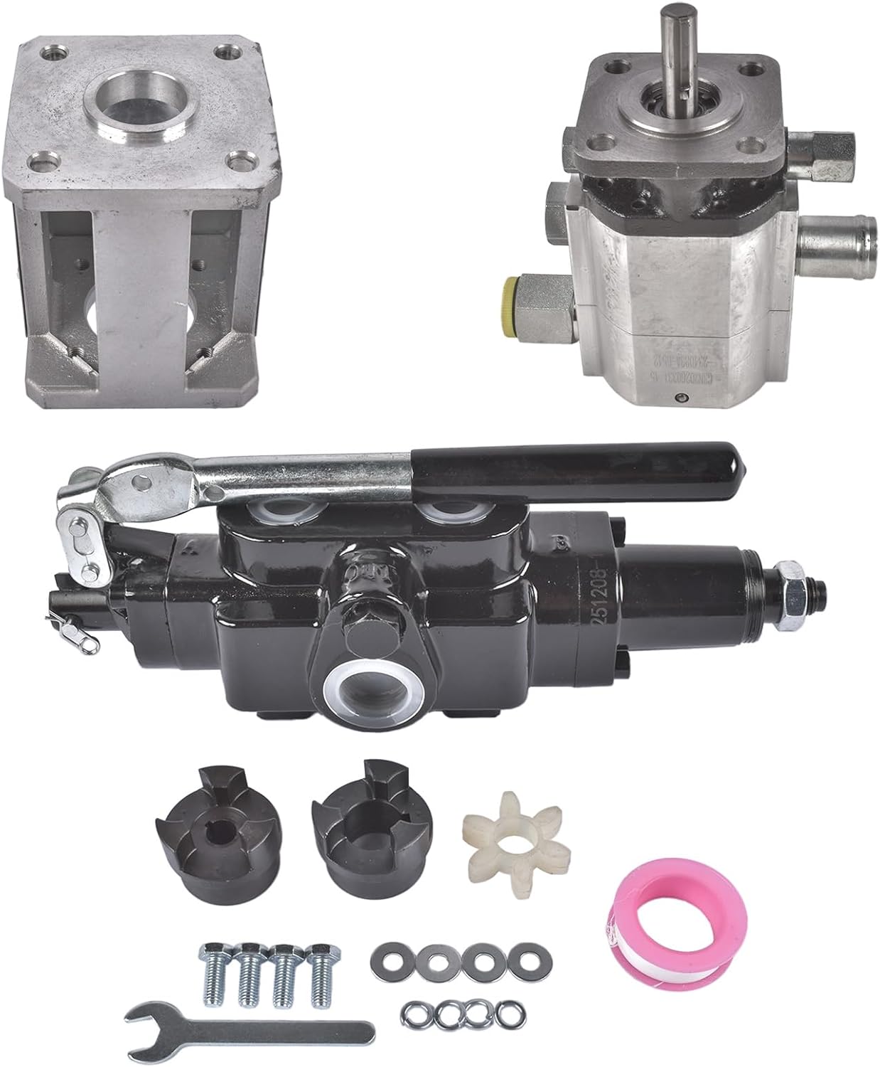 Log Splitter Assembly Kit, 16 GPM Hydraulic Pump, A7 Auto Return Valve, Mounting Bracket, Coupler for 1" Engine Crankshaft, Hardware Bolts