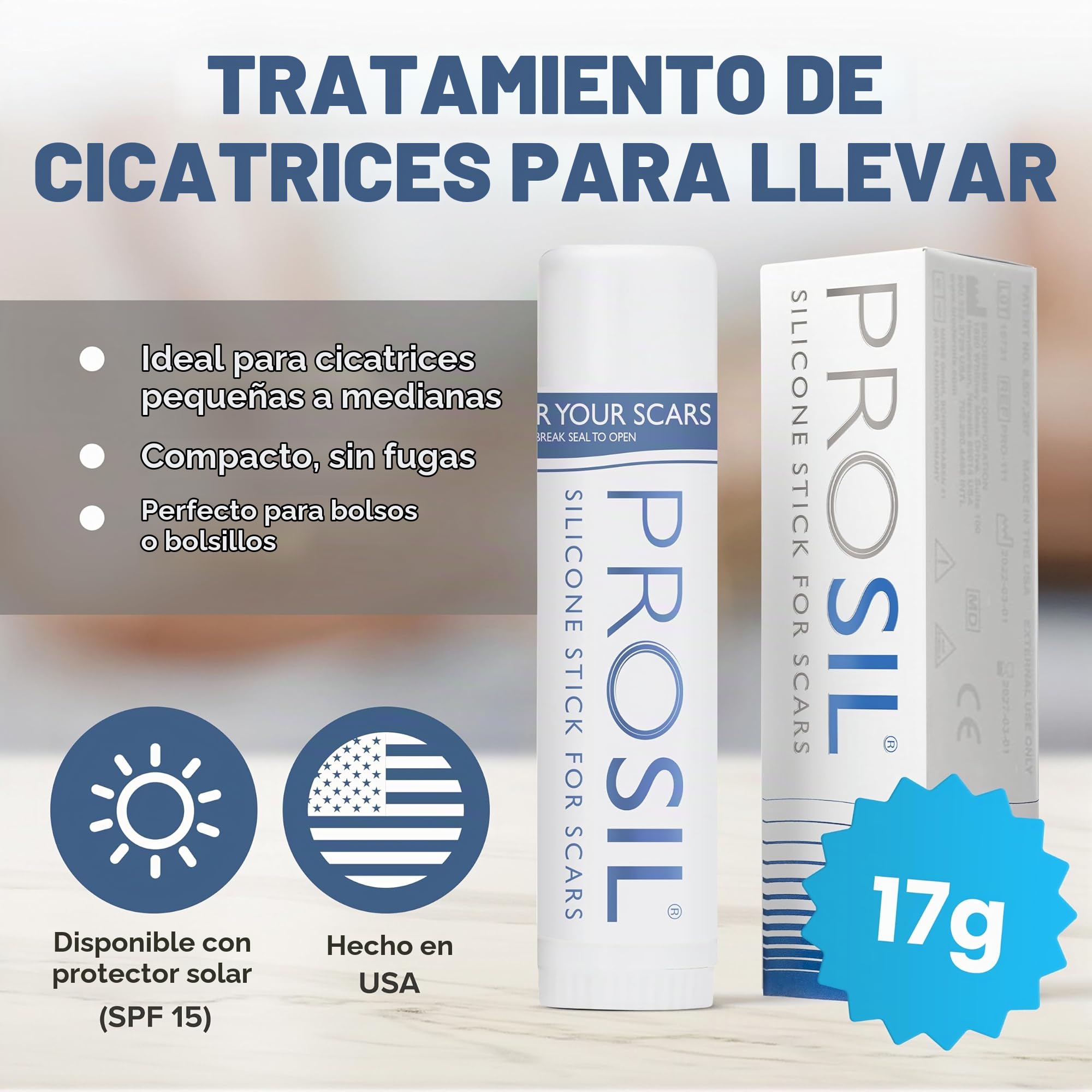 BIODERMIS - Stick de Silicona para Cuidado de Cicatrices | Ayuda con Cicatrices y Queloides | Ideal para Uso Diario | Fácil Aplicación, 17 g, Paquete de 1