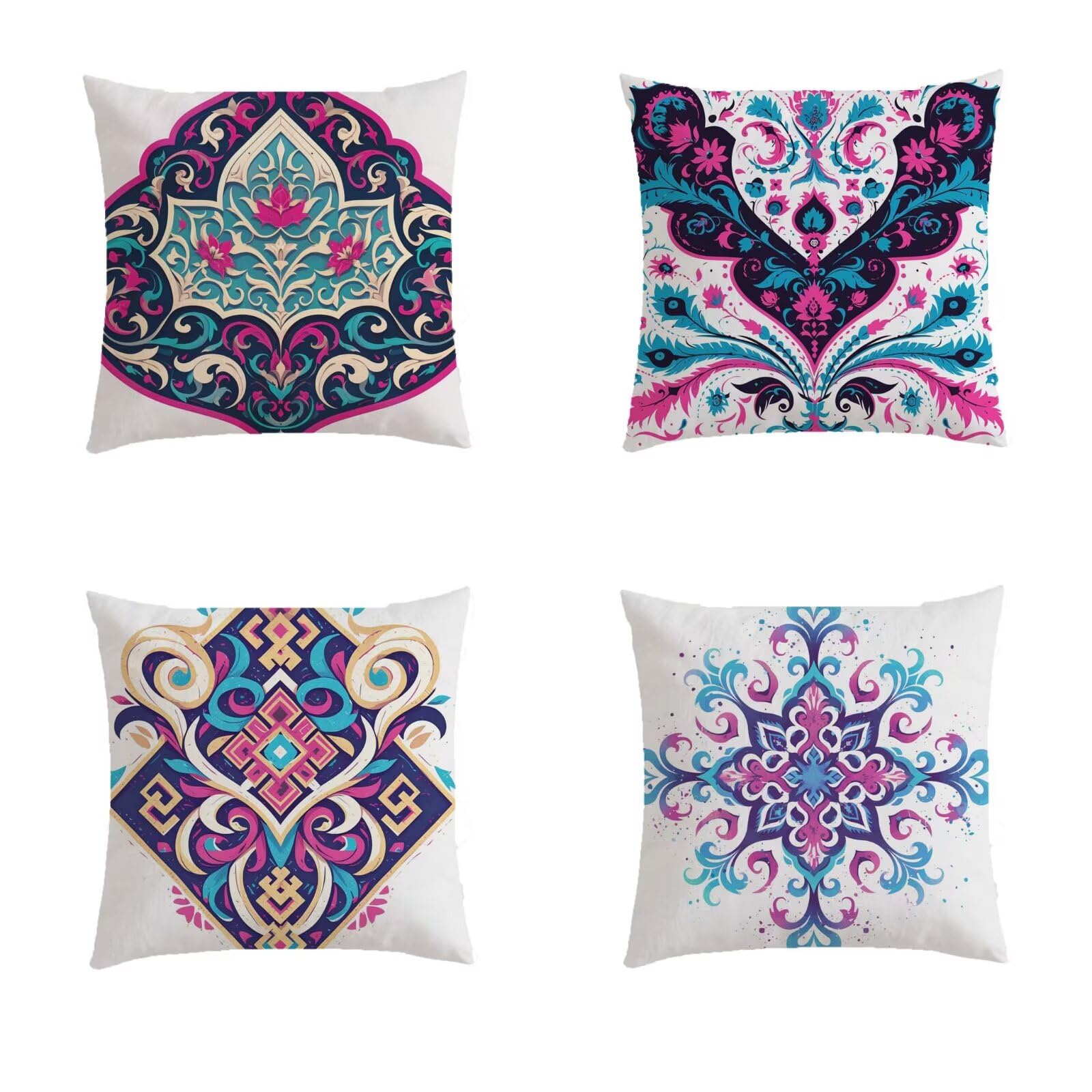 Housse de coussin 80x80cm extérieur et salon taie oreiller violette lot de 4