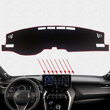 Great-luck Dashboard Cover Mat Custom Interior Accessories Dash Covers Reduces Glare Eliminates CrackingWithout HUDRed edge for Toyota Venza2021 2022