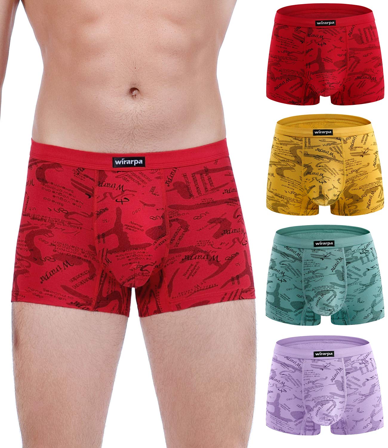 wirarpaMen's Breathable Modal Microfiber Trunks Underwear Covered Band Multipack