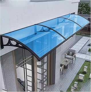 FENGZEQUAN Toldo Curvado for Puerta y Ventana, Azul con Soporte Negro, Toldos Toldo Montado En La Pared De La Cubierta De La Lluvia Al Aire Libre De La Ventana del Jardín (Size : 100x60cm/39.4x24in)