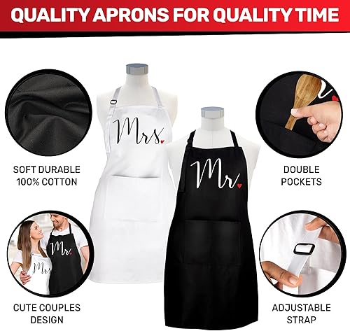 Miniatura 4 de Prazoli - Delantales para él y ella, regalo de compromiso para parejas, lindo regalo de despedida de soltera, aniversario, artículos de registro de