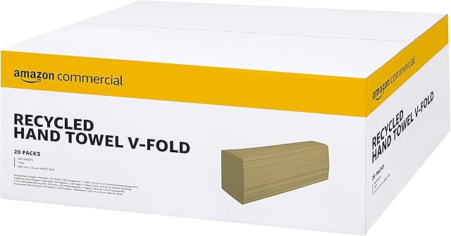 AmazonCommercial Interfold-Vfold Recycled Paper Hand Towels, Pack of 20, 5000 sheets