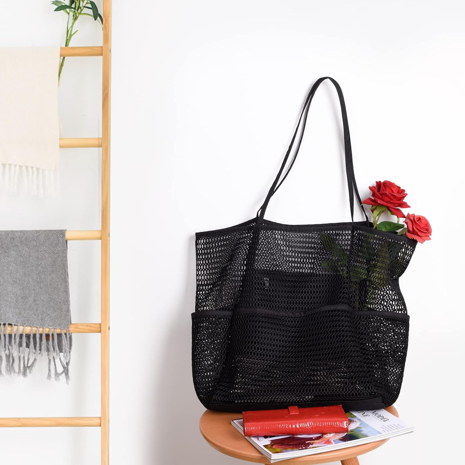 Tainehs Beach Bag - Mesh Tote Bag Beach Vacation Clothes for Women Pool Bag for Travel Pool Family Cruise Essentials 2026 - Image 3