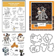 Halloween Clear Silicone stampReusable Stamp with Pumpkins, Skulls, Bats, Santa Claus, and Holiday Designs. Used for Making Cards, scrapbooks, and DIY templates Halloween Skeleton