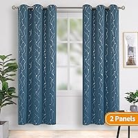 Vista 263 de BGment Room Darkening Curtains 95 Inches Long, Grommet Thermal Insulated Blackout Curtains with Wave Line and Dots Printed for Bedroom, 2 Panels