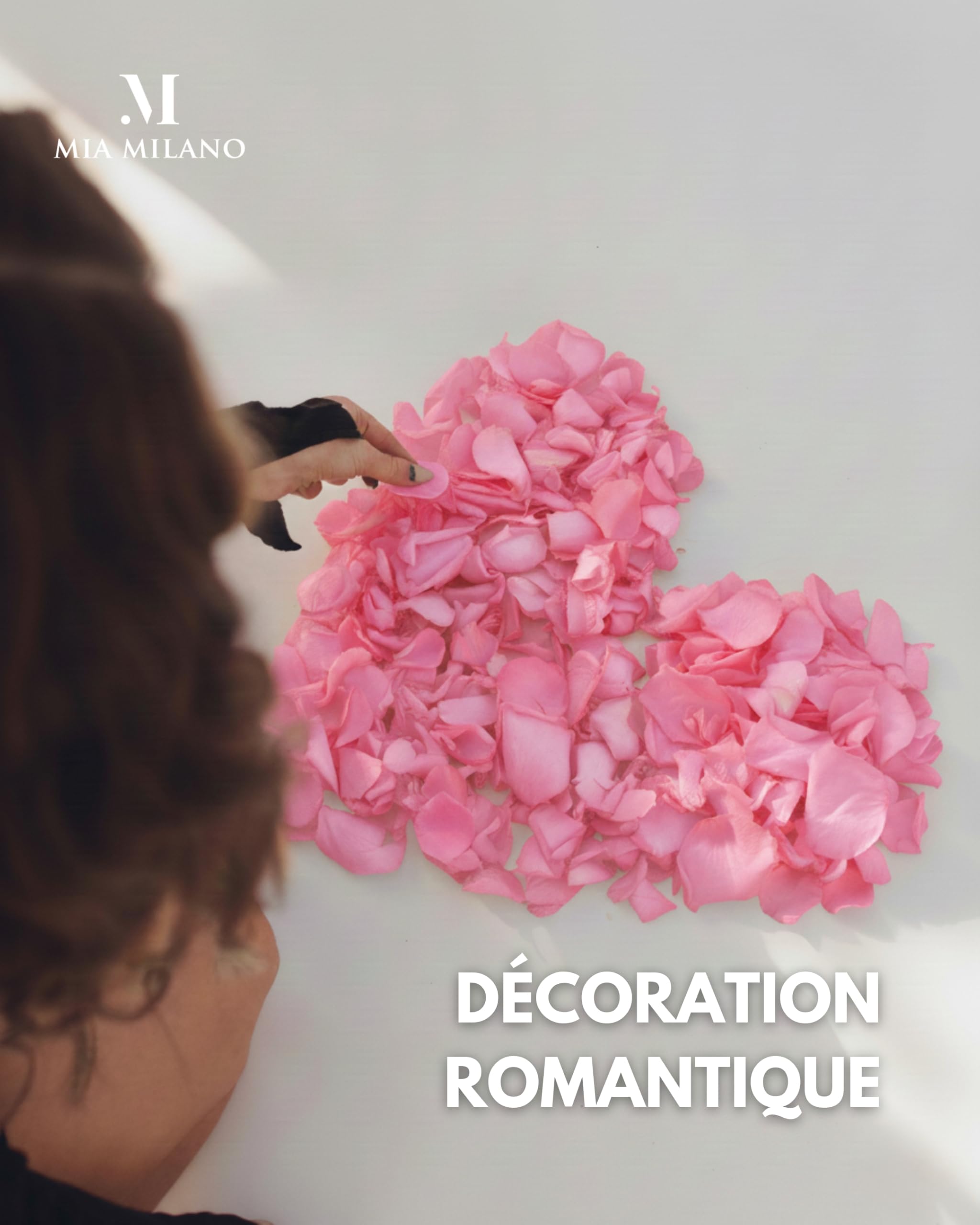 Mia Milano Pétales de Roses séchés Rose I 150 g Véritables pétales de Roses idéales comme décoration de Mariage I Cadeau Saint Valentin I Pétales conservés (3 Ans de Conservation)