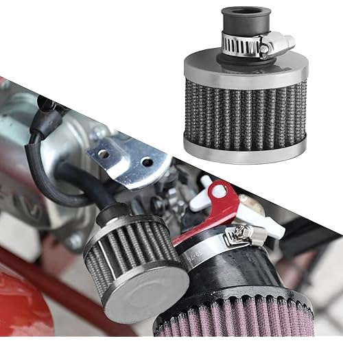Breather Filter, Air Filter Valve Cover Breather, 12mm Mini Air Filter Vent Crankcase Breather, Air Filter Cold Air Intake Filter Breather, Car Accessories Universal for Car, Motorcycle