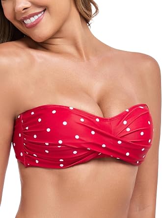 Ocean Blues Womens Strapless Bikini Top Bandeau Swimsuit Off Shoulders Bikini Top Wire-Free Bathing Suit Top
