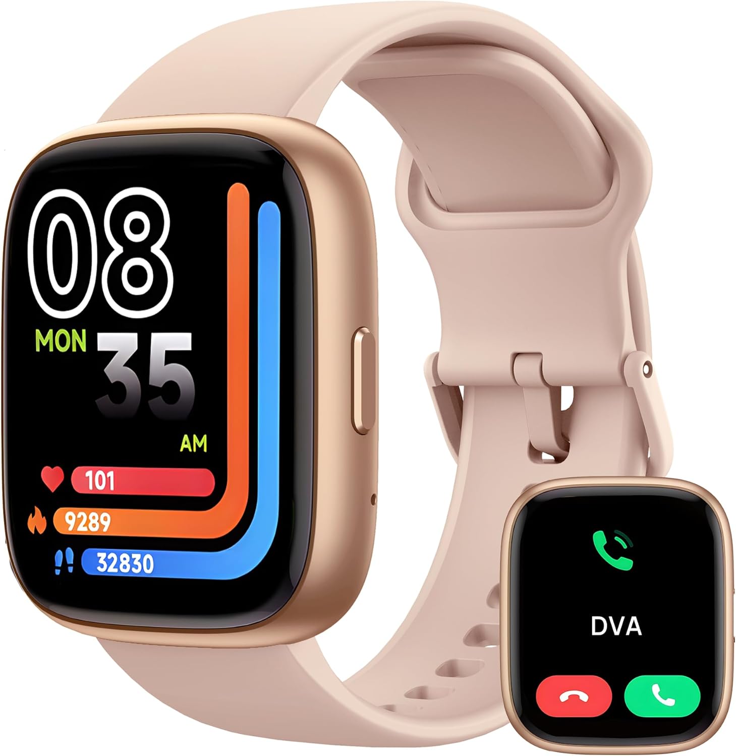 Smartwatch, Alexa Built-in, 1.83″ HD Fitness Tracker with Calls, Heart Rate, SpO2, Sleep Monitor, 100+ Sports Modes, IP68 Waterproof, Compatible with iOS & Android for Men and Women (Pink)