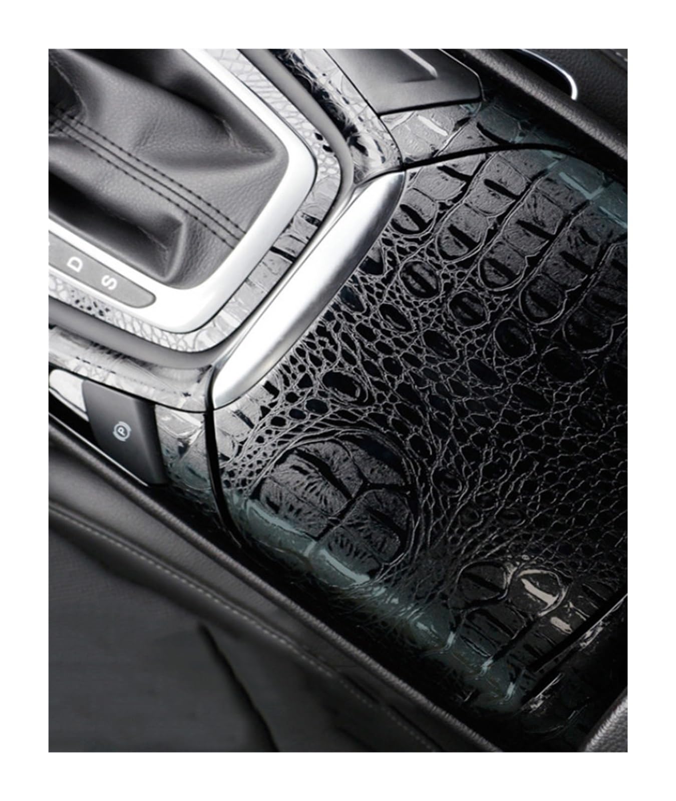 Schwarze Krokodil-Vinyl-Autofolie for Motorräder, kompatibel mit Autoaufklebern, Styling, Computer, Laptop, Fahrzeuginnenraum(50X152 CM)