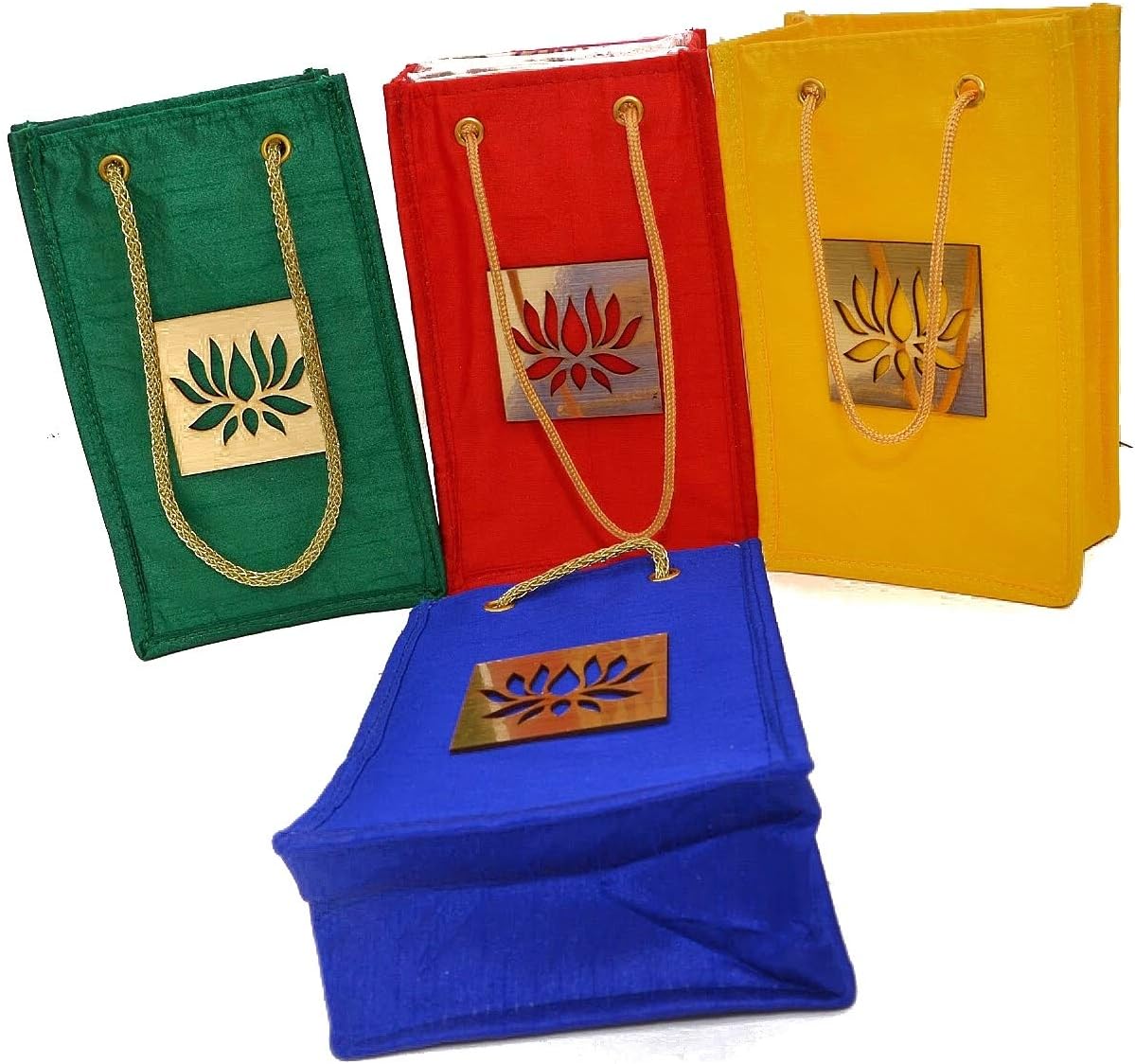 Desi Favors Lotus Fabric Bags Indian Gift Bags Sturdy