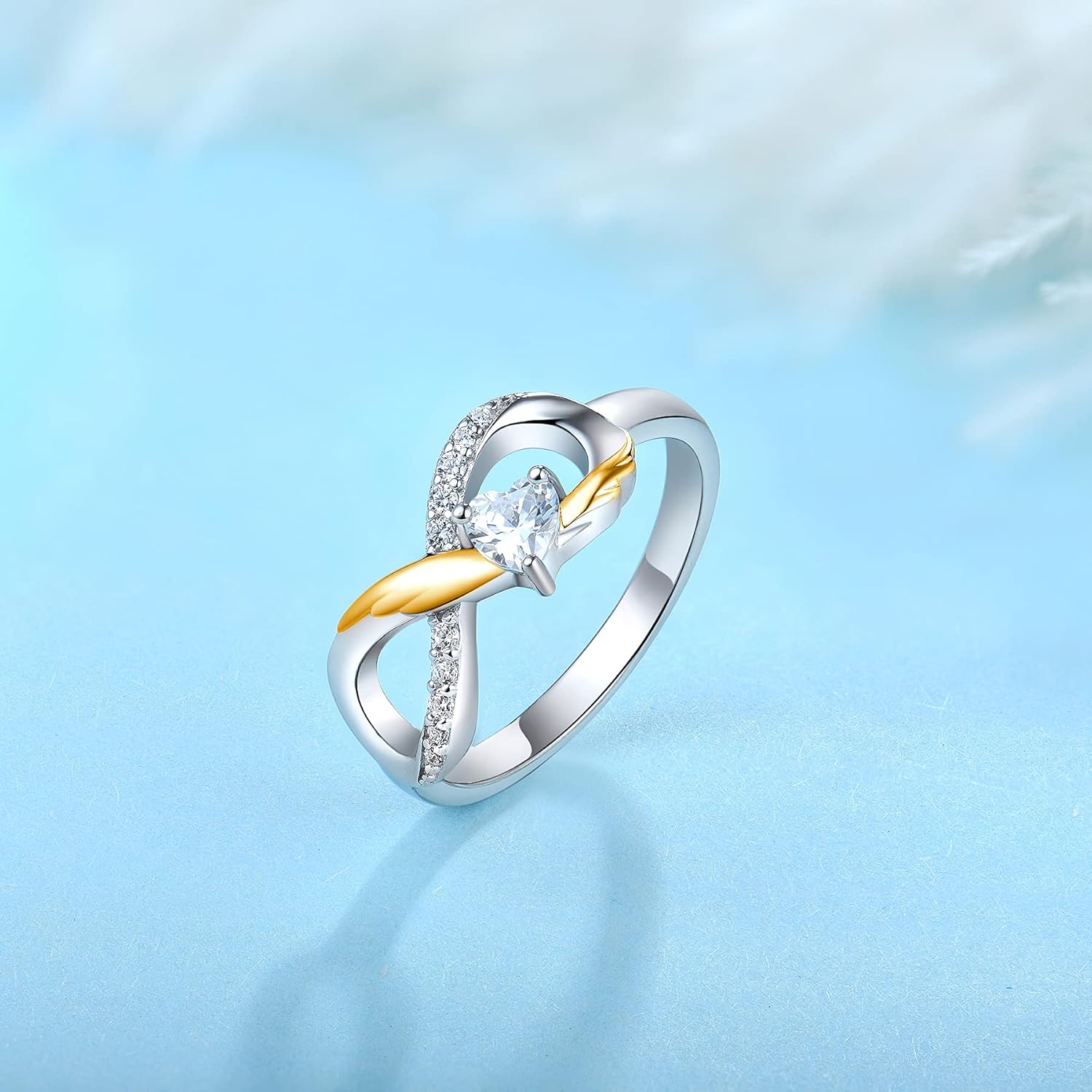 STARCHENIE Infinity Promise Ring 925 Sterling Silver Angel Wings Heart Ring for Women Size 5-10 - Image 5